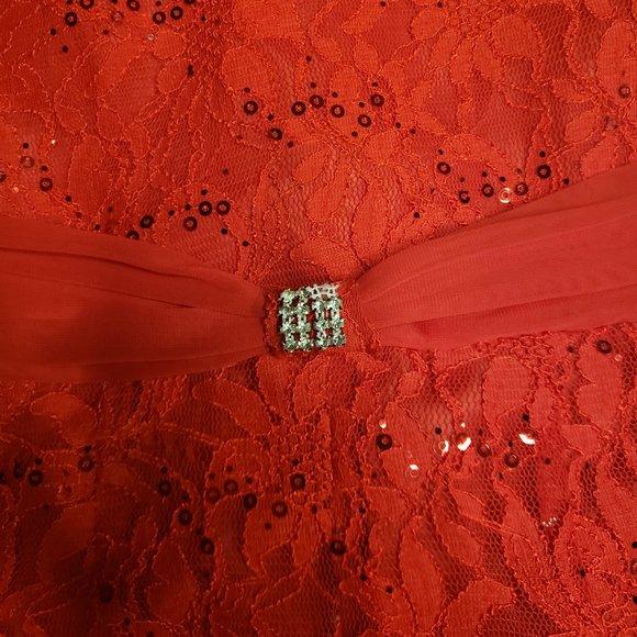 SOLD Red Sleeveless Sequin Fabric dress for Girls - Picture 2 of 11